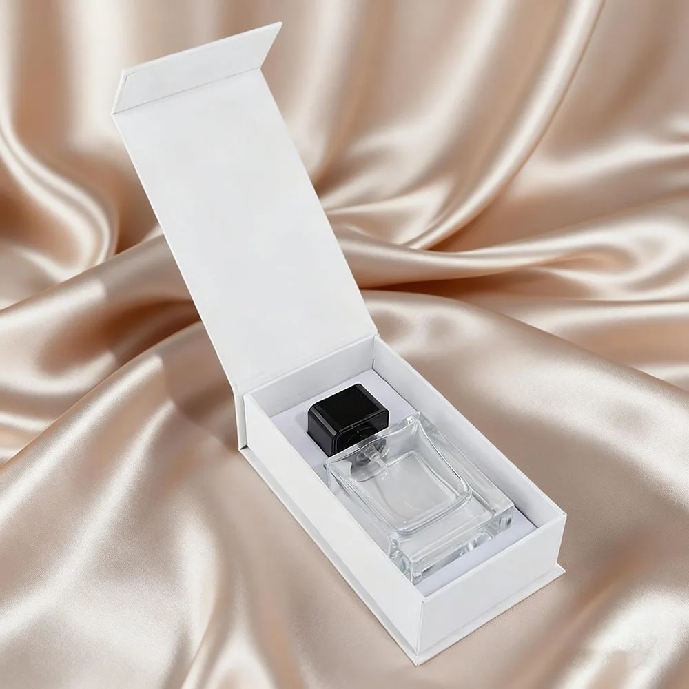 Écrin Magnétique Blanc Nacré de Luxe pour Parfum - En Carton Recyclable avec Personnalisation Exclusive de Votre Logo