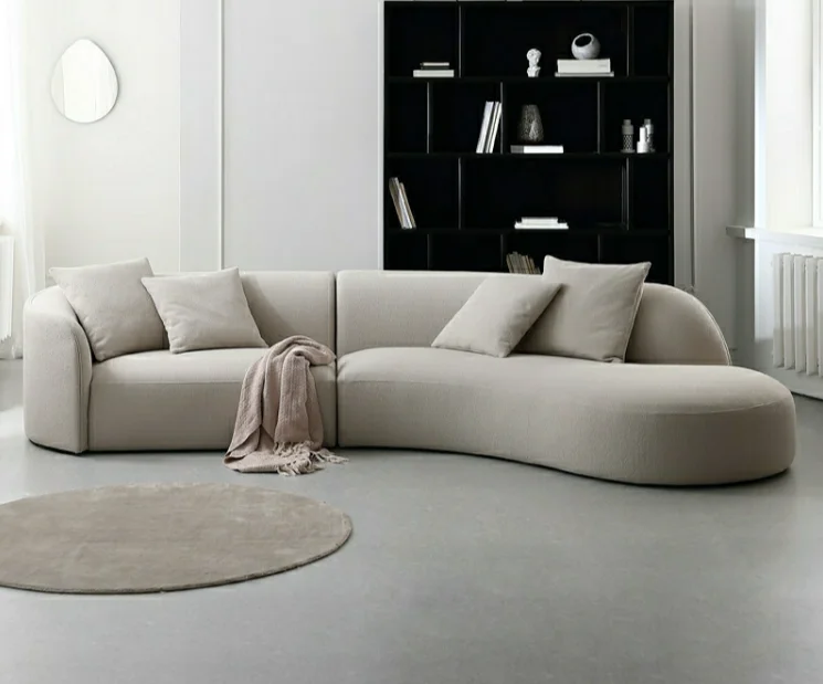 Simple Style Velvet Fabric Curved Shape Sofa Sets for Living Room Modern Champion Artificial Sectional Sofa Modular Nordic Sofa