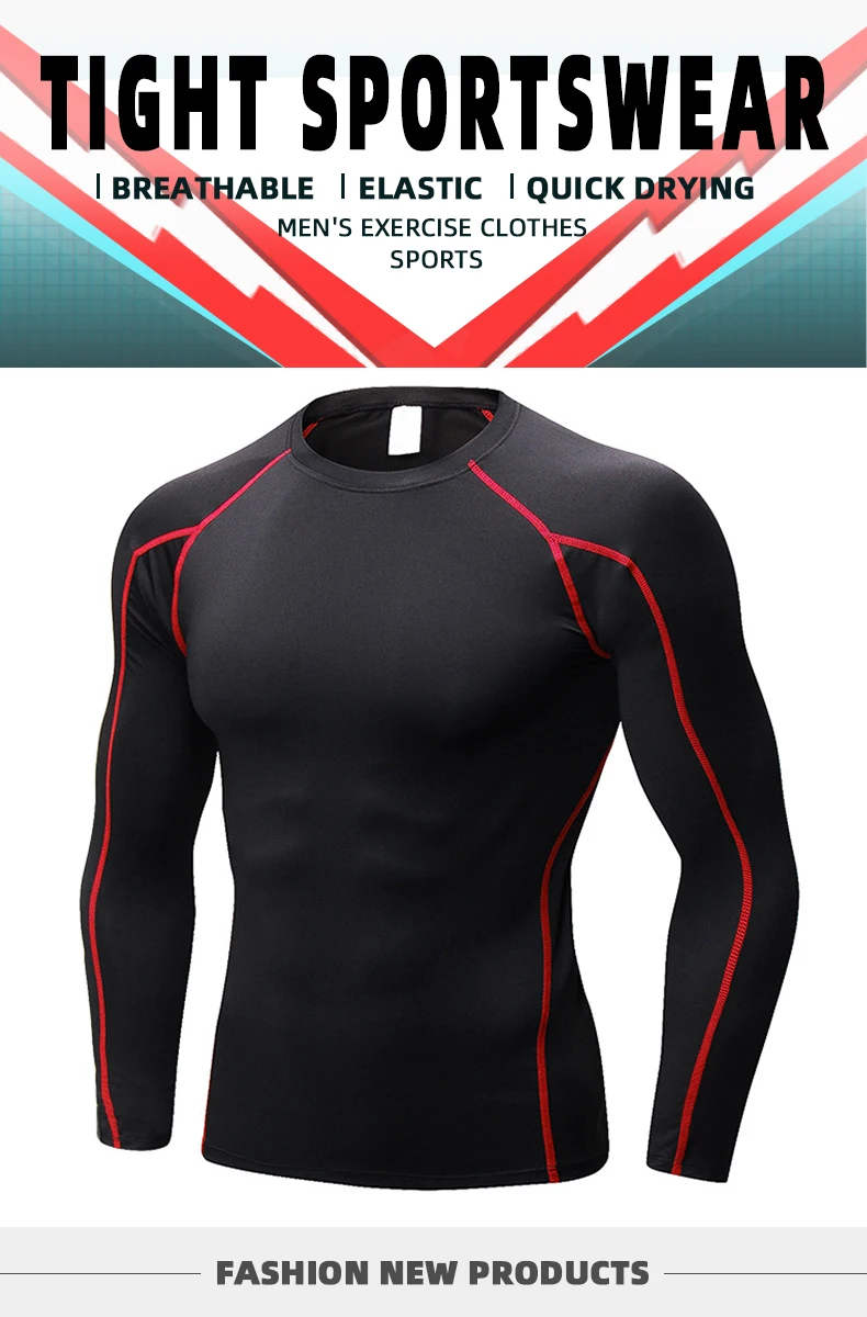 Men Compression Under Base Layer Tops Long Sleeve Quick Dry Sports Shirt custom mens gym long sleeve blank tight shirts