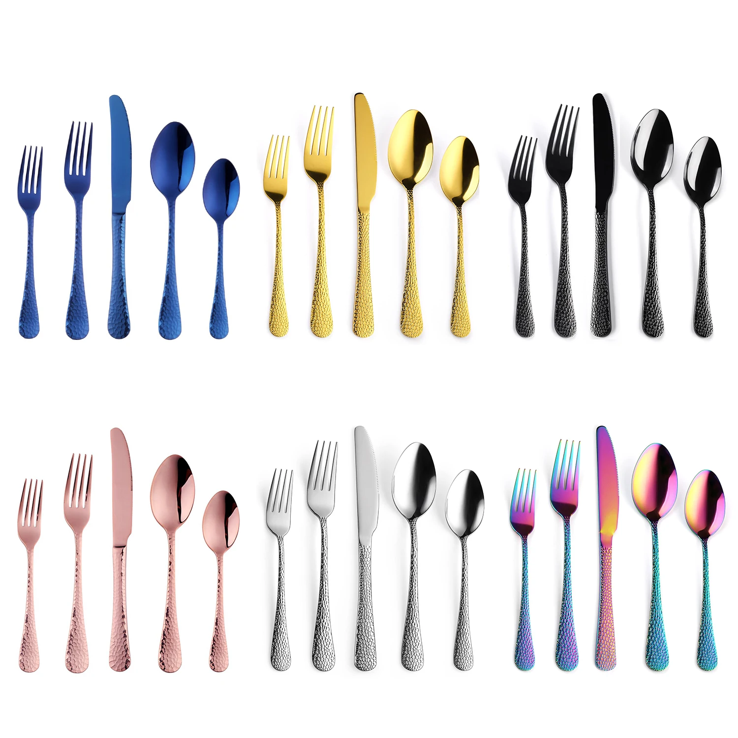 High Quality Hotel Wedding Hammered Cutlery Stainless Steel Mirror