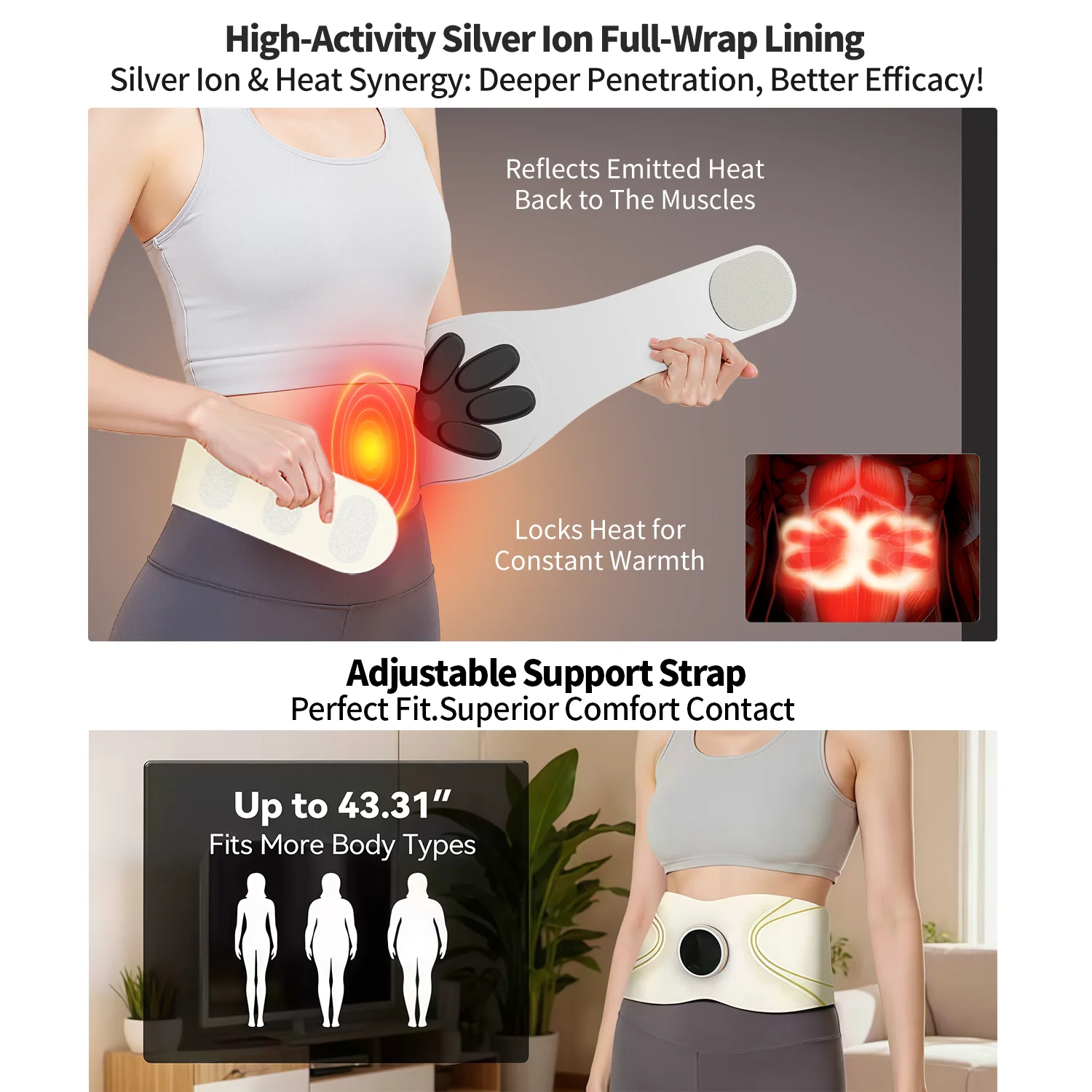 Ab Stimulator Abs Sculptor Muscle Toner with 8 Mode EMS Shaping Waist Belt Abdominal Fat Loss Lower Back Massager for Women