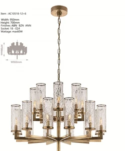 ECOJAS American Chandelier Capper Glass Hanging Light for Hotel Villa Living Room LED Pendent Light