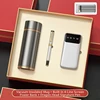 White Thermos + pen + power bank 3pcs set