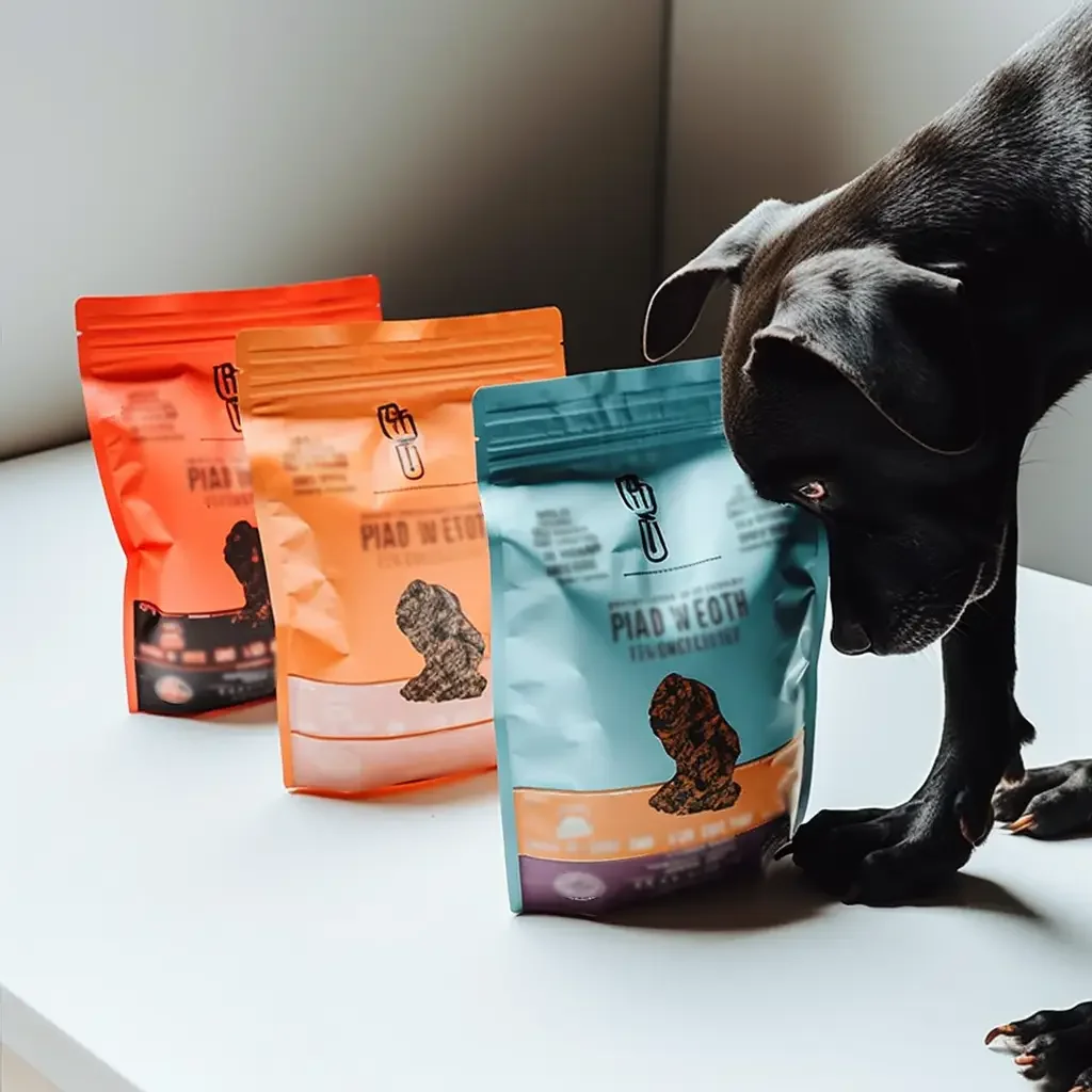 Recyclable Pet Dry Big Dog Food Mylar Bag Resealable Custom Flat Bottom