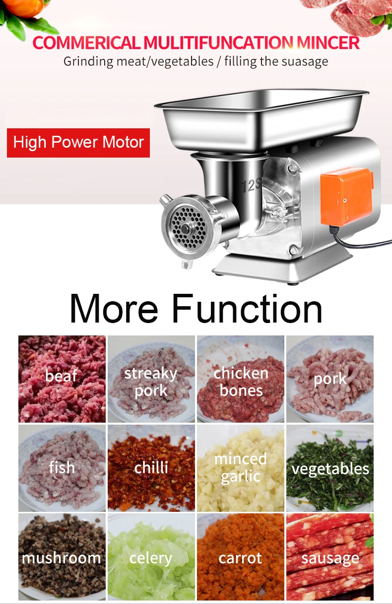 Powerful Motor Gear Reduction for Meat Grinders - No. 42 Meat Grinder Mixer Blender Set