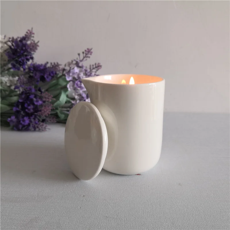 Porcelain Candle Vessels Ceramic Massage Candle Jars With Spout Buy
