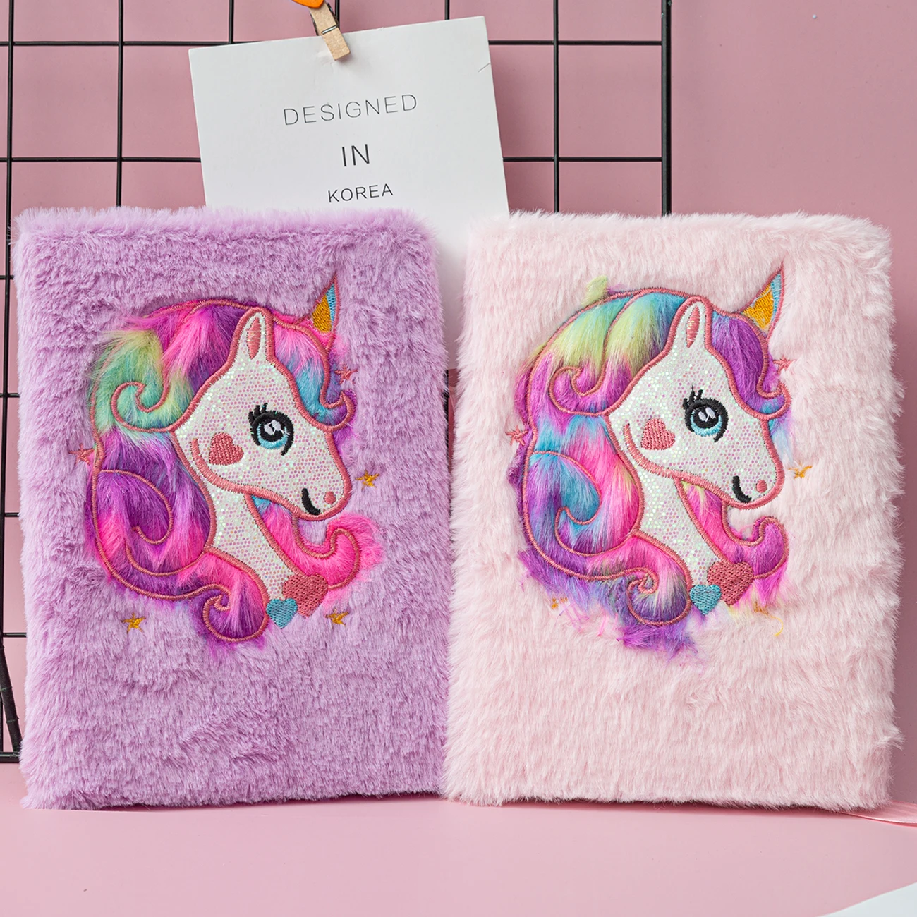 2021 New Products Custom Cute unicorn Princess Notebooks for Children Plush Diary Notebook