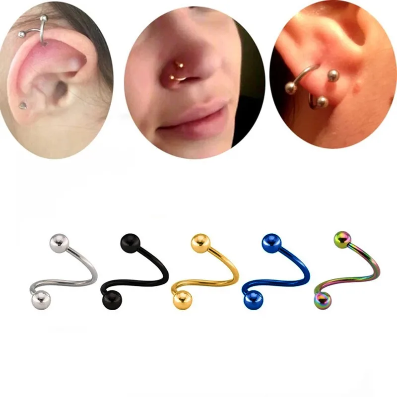 Wholesales Multi Use Color Plating 316l Medical Steel Piercing Jewelry S Bar Round Ball Nose Rings for Ladies