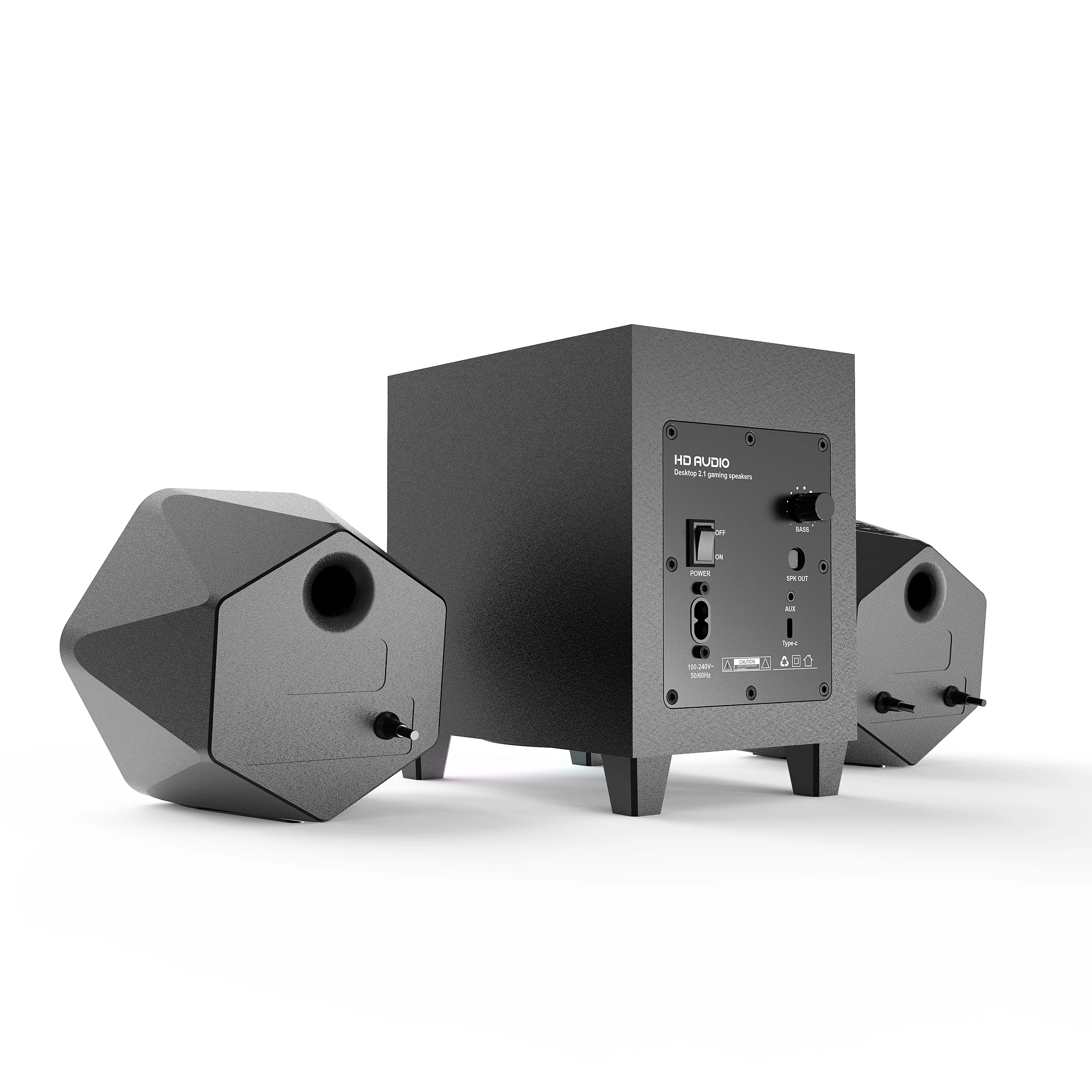 Fashion-Designed for Computer Speakers 80W Output Power Wireless Touch Control Pod Aux for PC Laptop Gaming Mobile Pho
