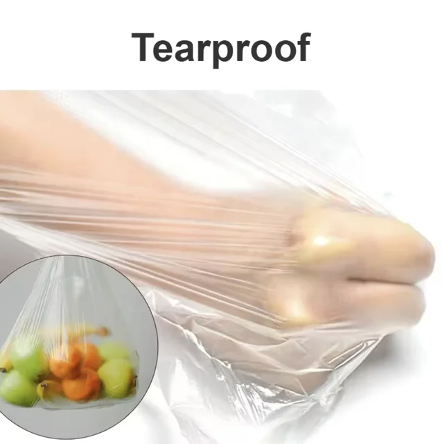 Plastic Clear flat food Produce Bag on roll for Fruits Vegetable Bread Durable Food Storage bags