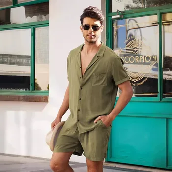 beach shirts and shorts sets summer high quality outfit shirts sets men casual streetwear two piece sets