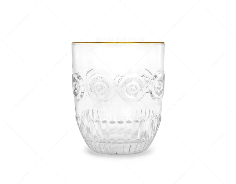 Latest model solar flower carving design Arab style glass tea fruit juice cup