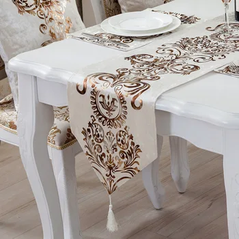 HomeCome Modern Classic Luxury Table Runner European Style Woven Decorative Runner for Home