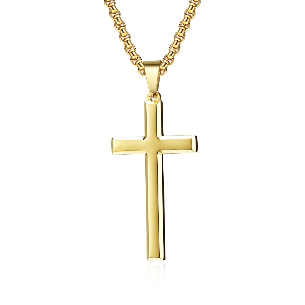 High Quality Stainless Steel Cross Pendant Necklace Religious Simple 