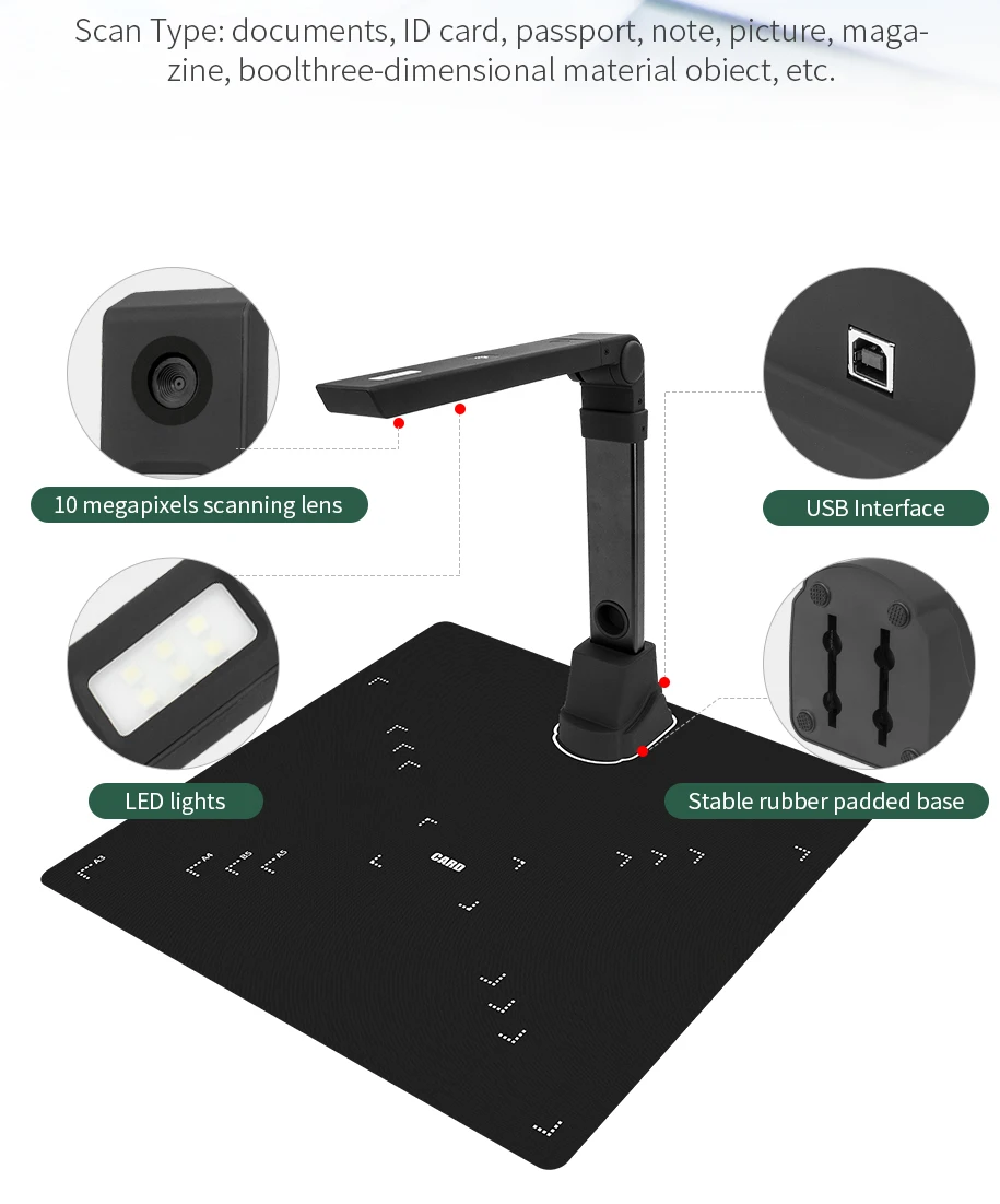 High Speed Automatic Book Scanner Portable Document Scanner A3 Document Camera