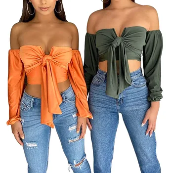 woman tops fashionable Ladies Blouses And Tops Sexy Crop Top Women Long Sleeve Shirts Casual Female Clothing