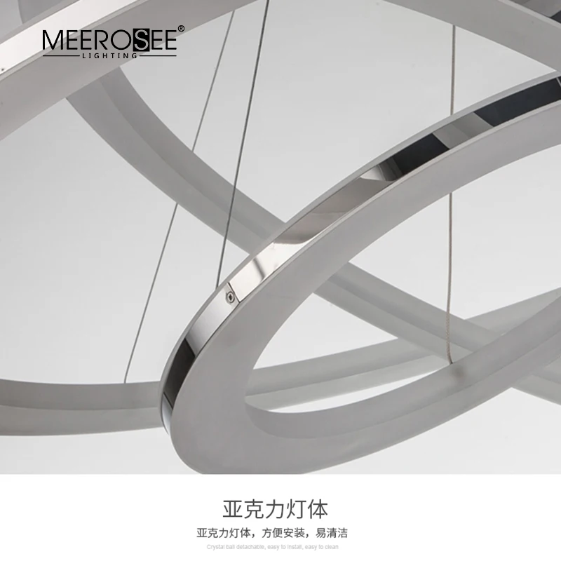 MEEROSEE Circle LED Acrylic Light Modern 3 Ring Light DIY Pose Metal Round Hanging Light for Home Apartment MD86747