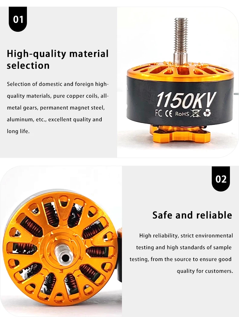 Fpv Drone Spare Parts 900kv & 1150kv Brushless Dc Motor Remote Control ...