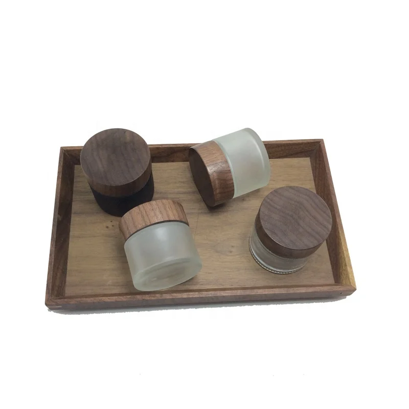 Empty 5ml 10ml 30ml 50ml 100ml 200ml Frosted Glass Jar Bamboo Lid Cream Jar Wooden Cosmetic Packaging