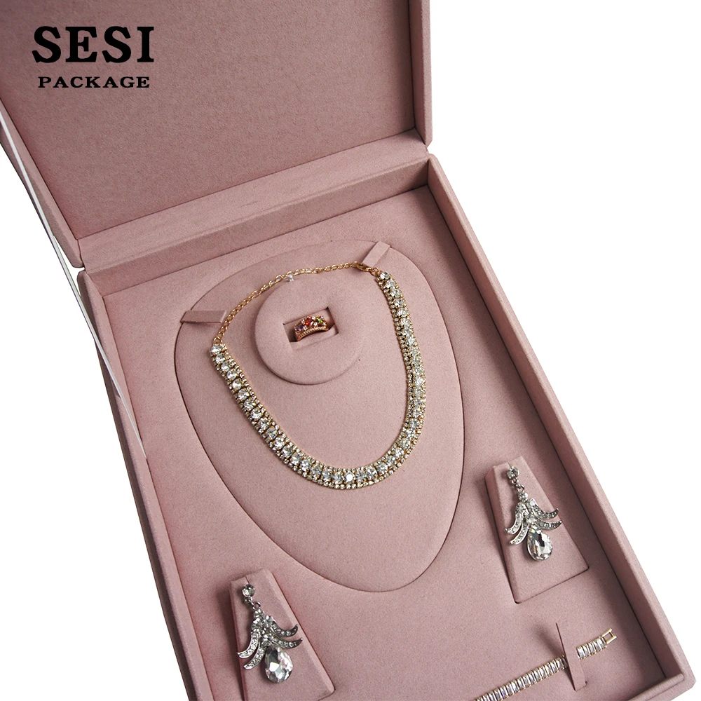 OEM Custom Design High-End Large Wooden Jewelry Set Display Box Luxury for Bangle Earring Bracelet Ring Necklace Display Box