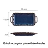 12-inch rectangular plate with two handles
