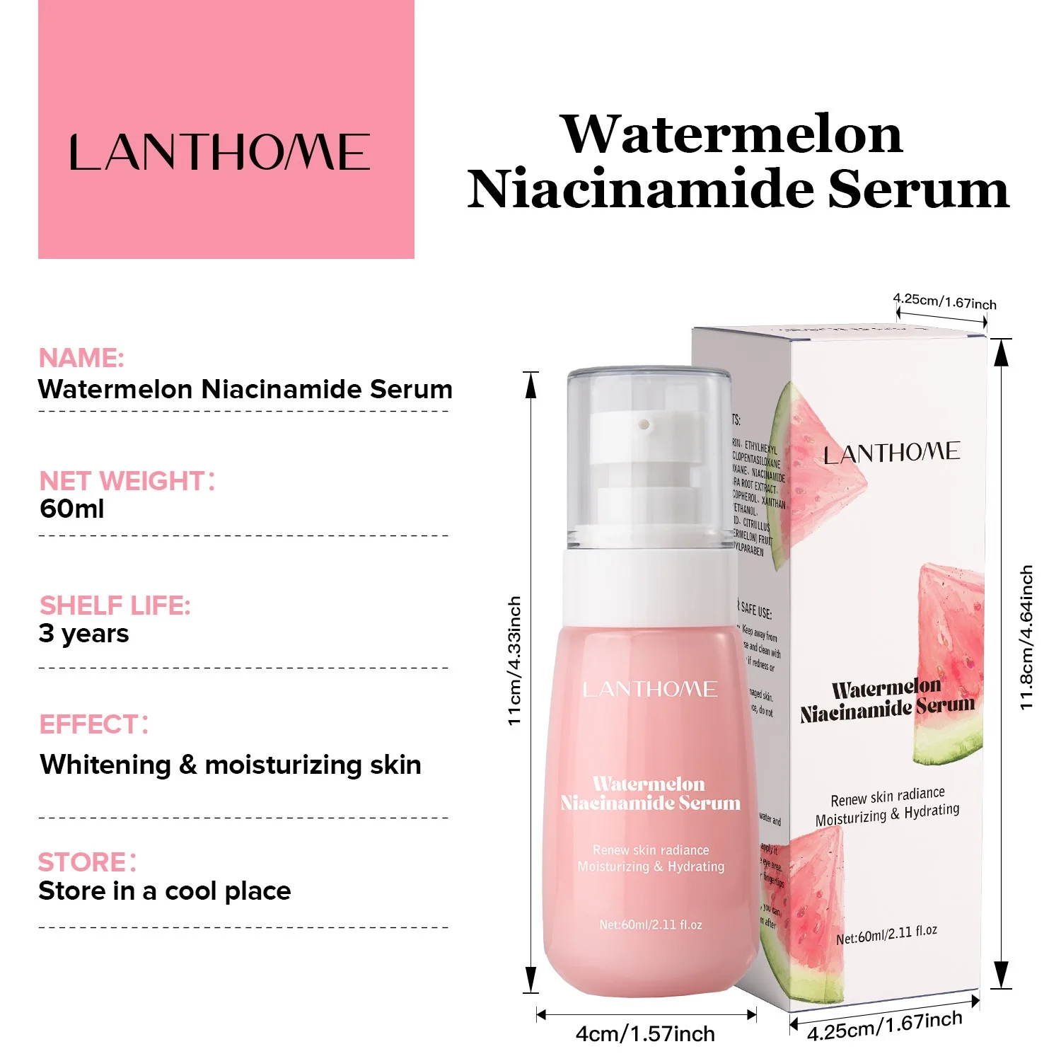 LANTHOME Watermelon Niacinamide Serum - Brighten & Moisturize