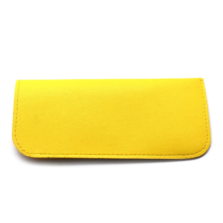 Maofar Factory Custom Logo Yellow Soft PU Leather Sunglasses Pouch Simple Glasses Pouch Case