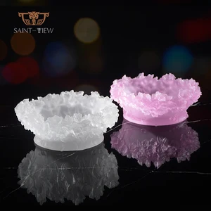 Crystal Glass Chocolate W30cm Sugar Sakura Flower Bowl Centerpiece Pate De Verre Handmade Bohemia Home Decoration Folk Art