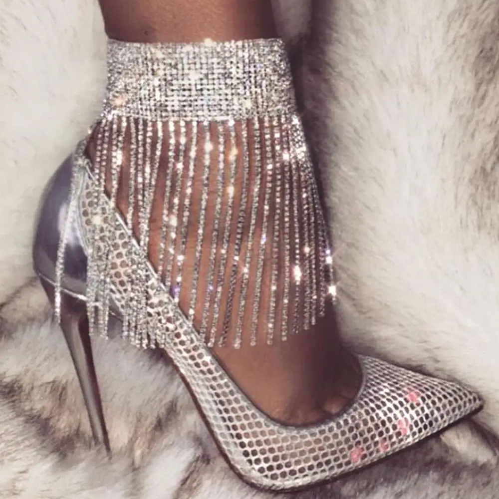 diamond fringe heels