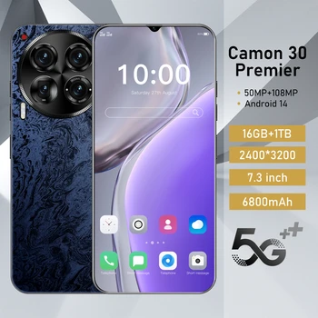 Camon 30 Premier Ultra 10 Core OEM Smartphone 7.3 inch Cheap Big Screen Phone with 1TB 64MP HIFI Camera Mobile Phone