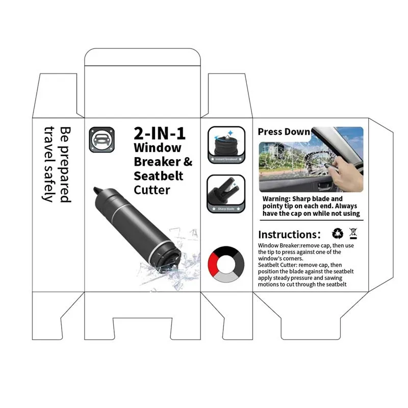 Multi-Function Portable Car Glass Breaker Safety Hammer Emergency Escape Tool Car Window Breaker and Seatbelt Cutter