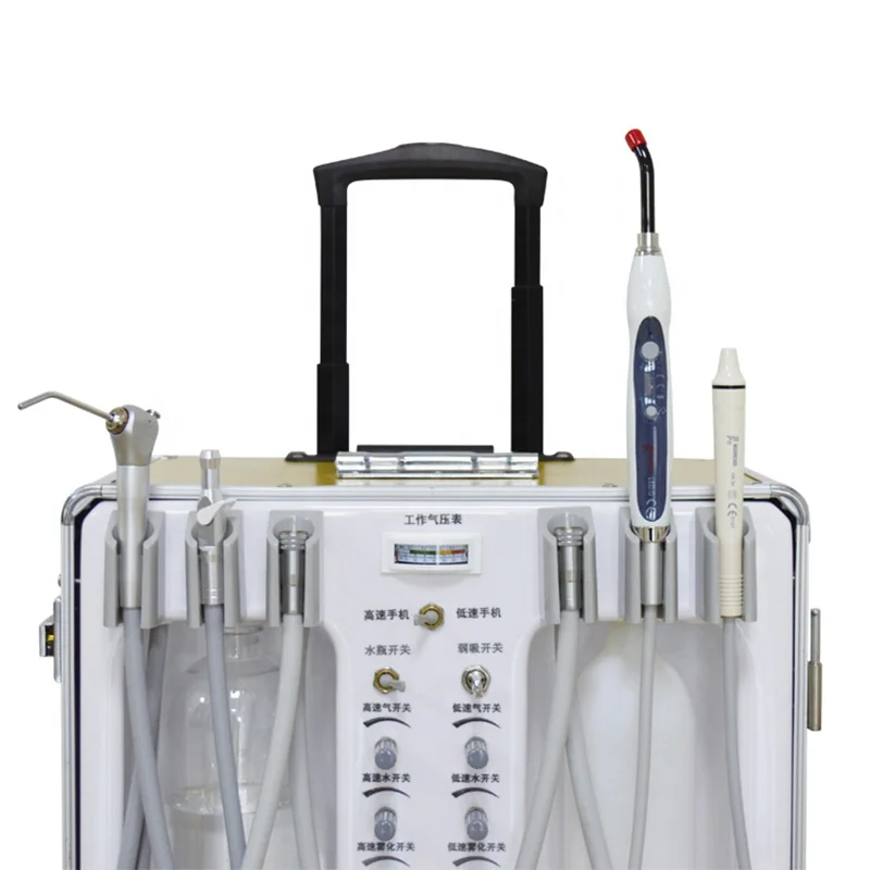 Hot selling dental mobile turbine portable pull box style gold with built-in air compressor dental free clinic equipment manufacture