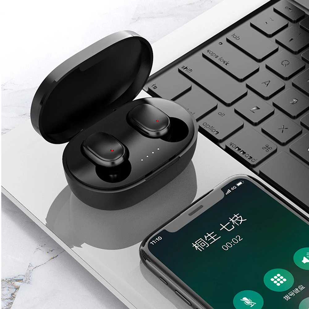 A6S BT Headsets VS for Redmi Airdots Wireless Earbuds TWS Earphone  Noise Cancelling Mic