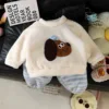 Pijama de medio terciopelo-cachorro azul