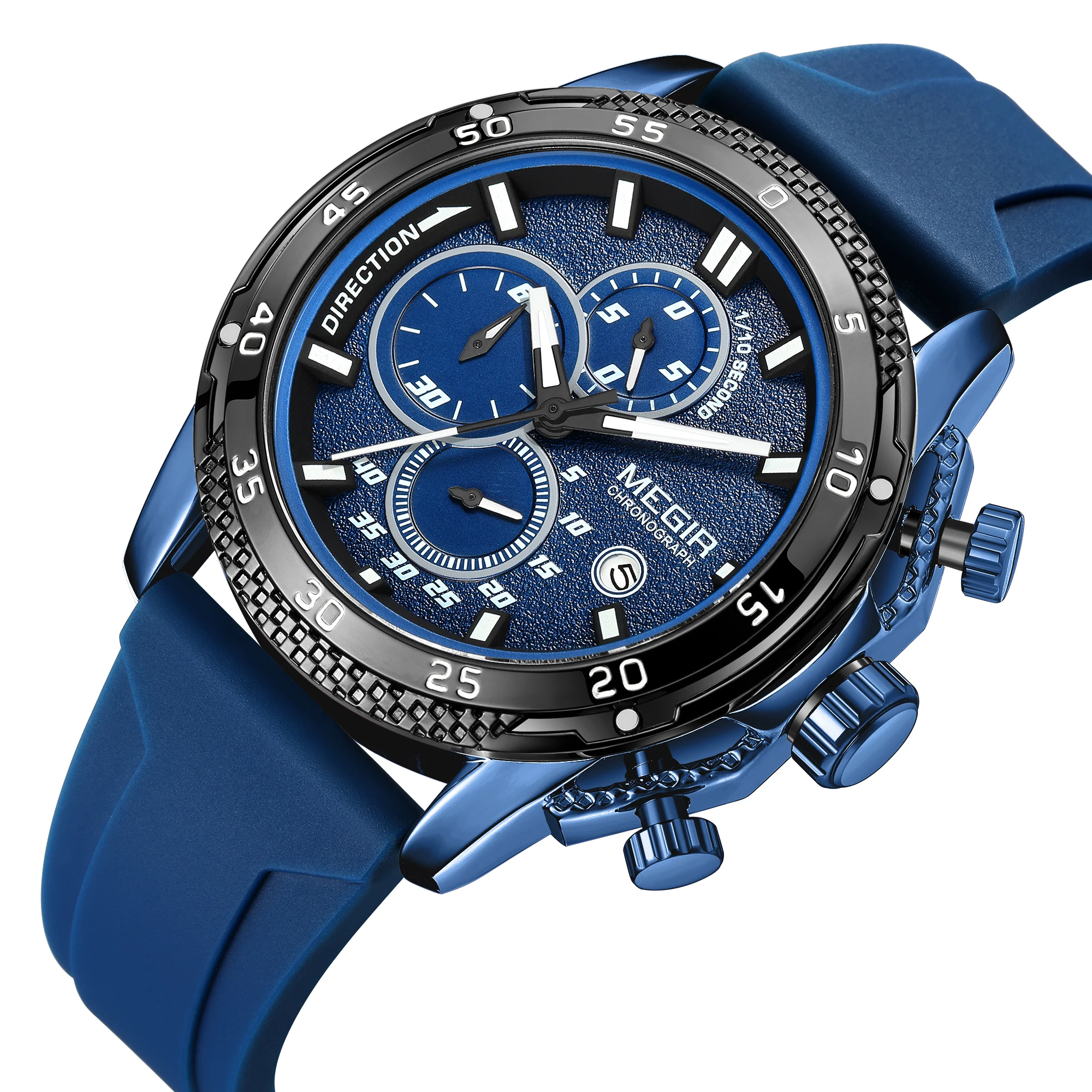 MEGIR 2211 Blue Quartz Watches Men's Fashion Chronograph