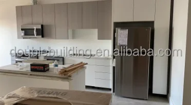 Professional Custom Design Modern Style Gray Color Door  Wood Veneer Kitchen Cabinet supplier