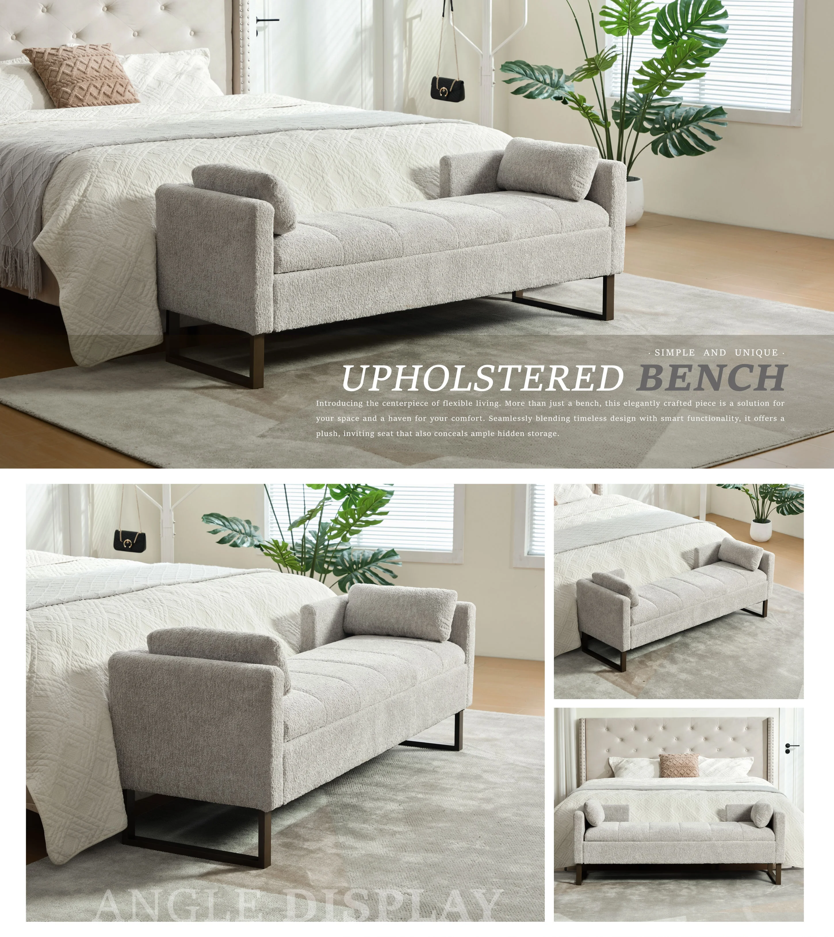 Elvarenae Serelle Chenille Storage Bench — product detail