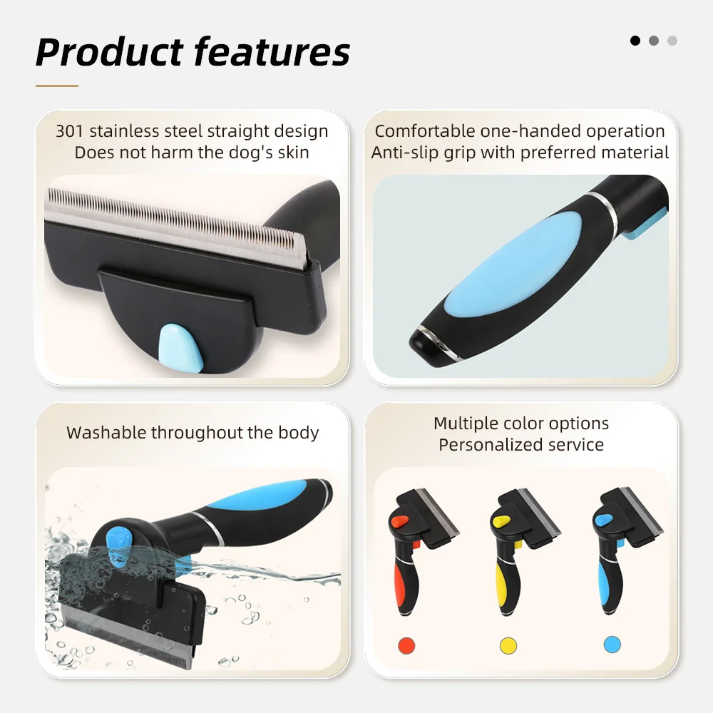 Wholesale Professional Dog Deshedding Tool Cat Grooming Brush Effectiv - product detail 4