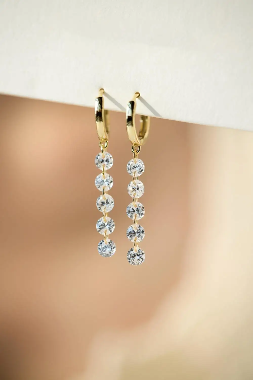 KAKODIY Long Round Zircon Pendant 14K Gold Plated Earrings 925 Sterling Silver Fine Jewelry Earrings detail 2
