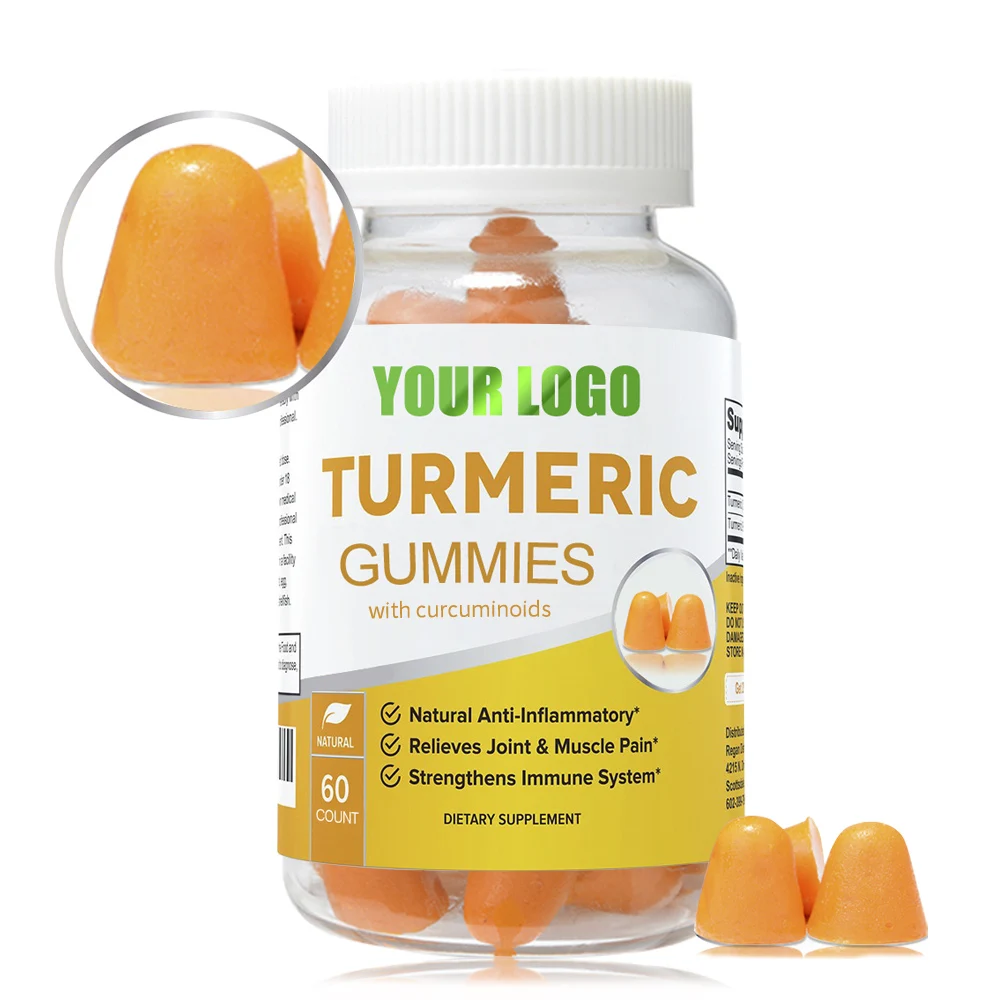 Private label Vegan Supplements  Orange Bioperine 95% Black Seed Oil Curcumin Turmeric Vegan Gummies