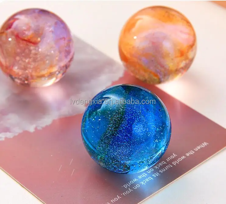 7 Colors 40mm Glazed Ball Crystal Chakra Balls with LED