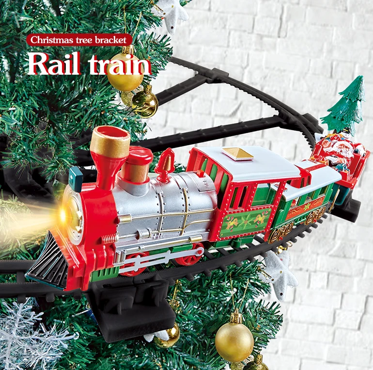 Can be hung on the christmas tree decorations electric train railway track toy christmas railway train toy with light and sound