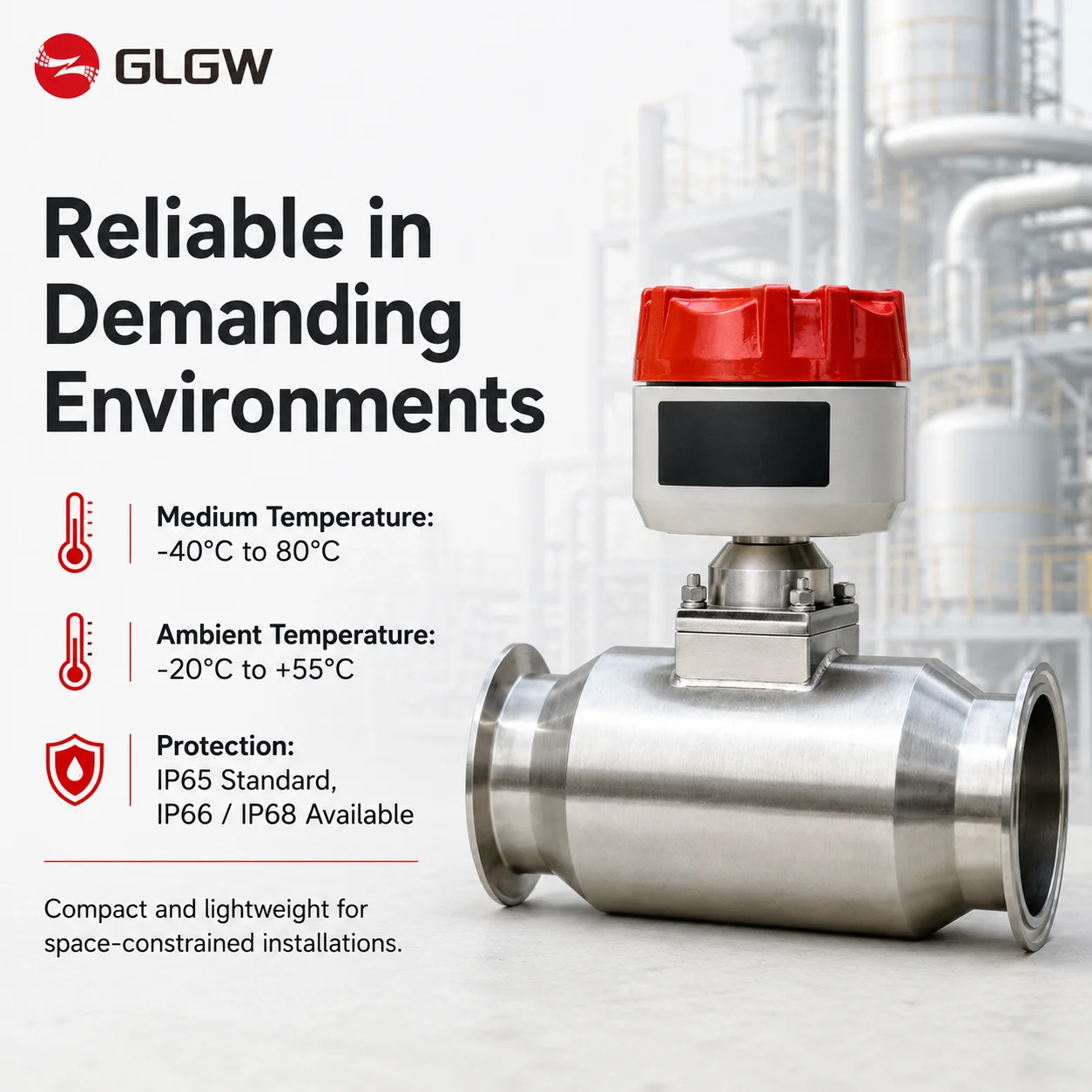 FVX260 Compact Tri Clamp Flanged Vortex Flowmeter for Deionized Water Fluorinated Liquid Glycol Flow Monitoring