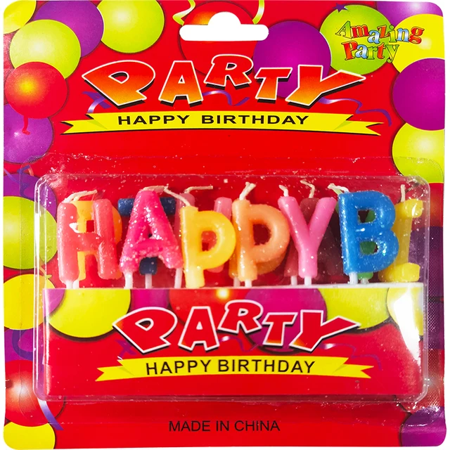 Hot Selling Magic-Colored 'Happy Birthday' Candles with Printed Letters Birthday Party Decoration in Bulk New Year Easter Diwali