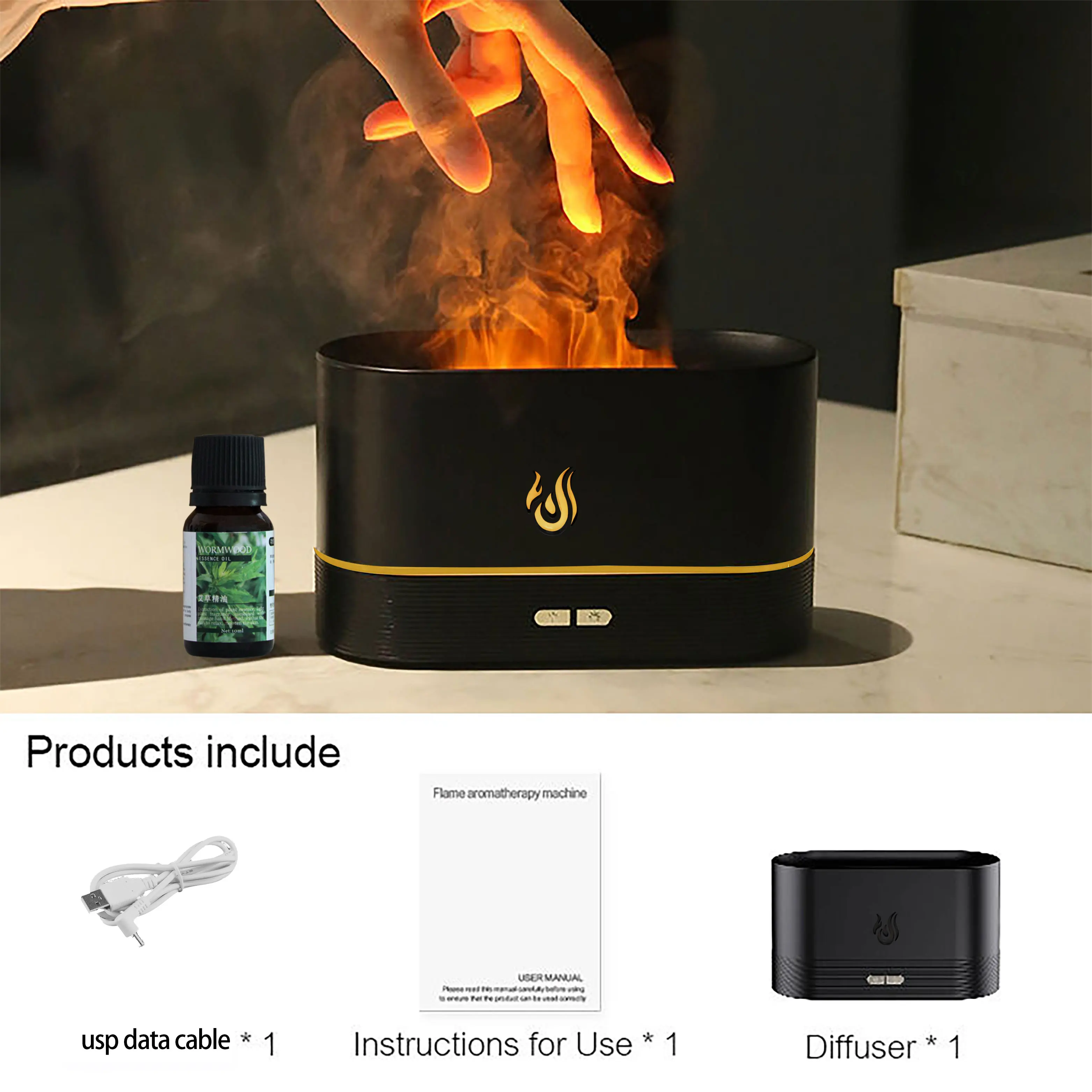 Flame Aroma Diffuser New Products Creative USB Desktop Candle Light Aroma Diffusor with Night Light Aroma Diffuser