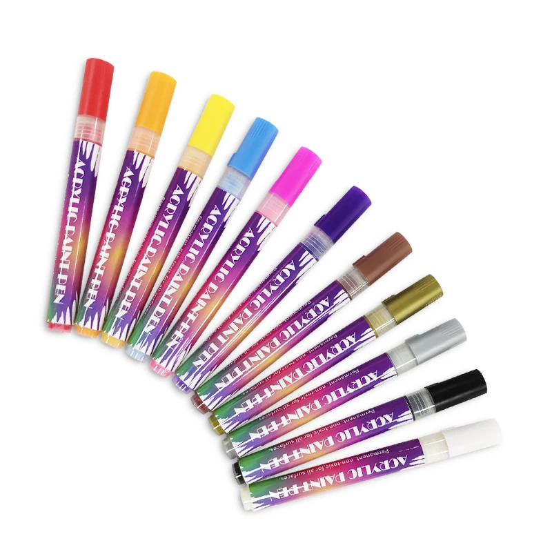 Custom 12 Colors Diy Painting Permanent Waterproof Fine Tip Acrylic