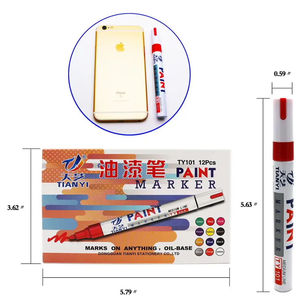 TOYO スノーマンマーカーペン 永続インク 6mm 幅 12本入り