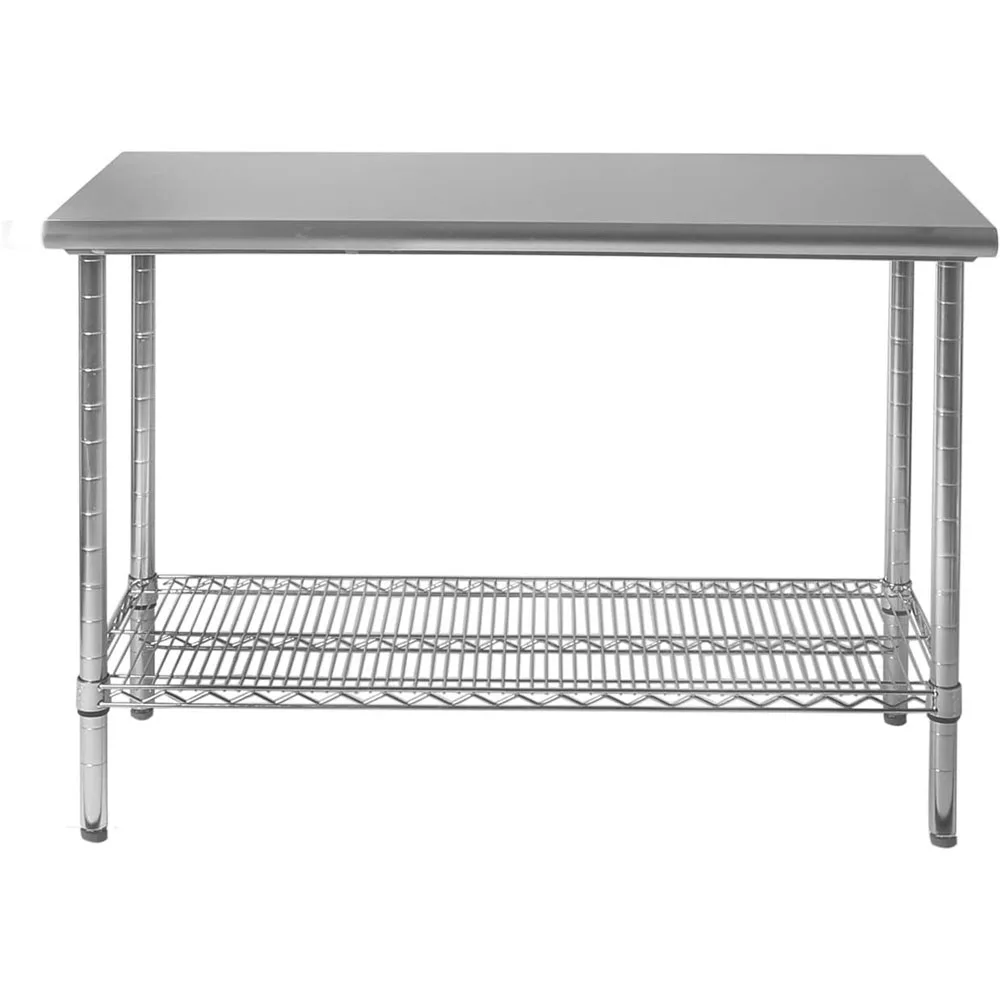 Seville Classics NSF Commercial Stainless Steel Top Work Table Island Utility Cart Prep Station, for Restaurant, Kitchen