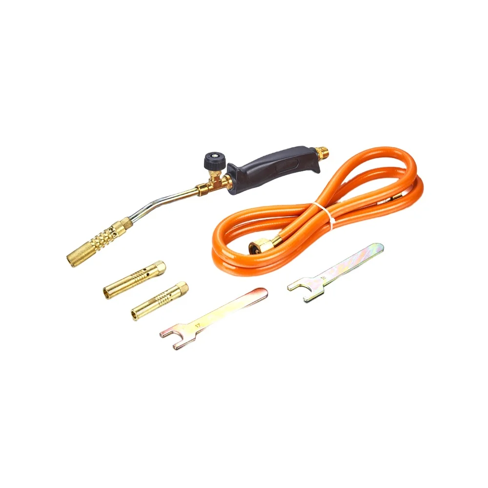 LPG Gas Blow Torch Brazing Torch Flame Gun Propane Torch Kit with Hose Brass Nozzles