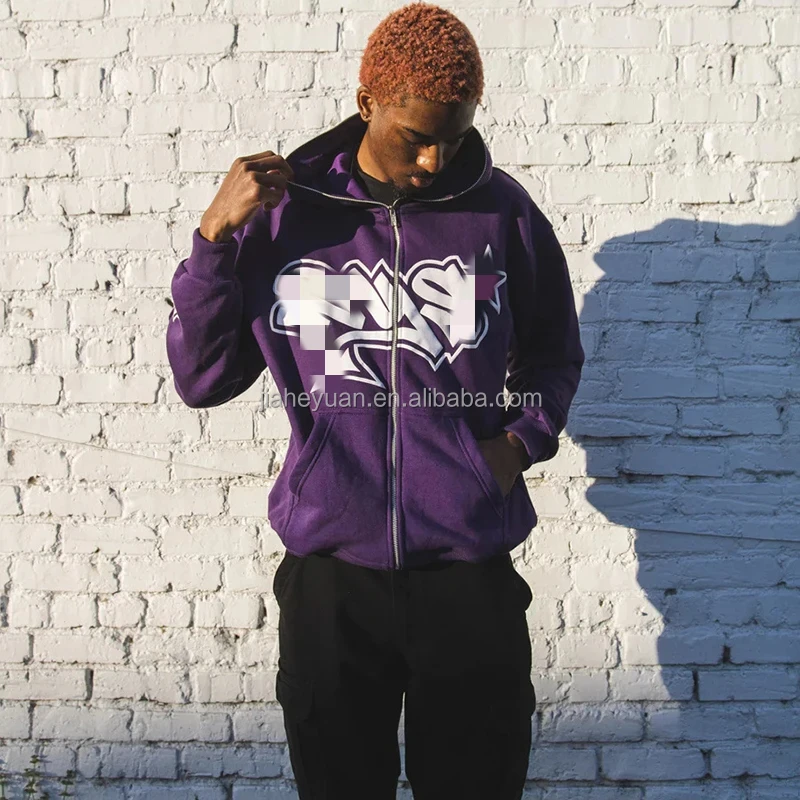 Custom Y2K Transfer Printing Full Zip up Hoodie Men